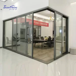 Canada USA  Meeting Room Thermal Insulated Double Glass Door Aluminium Lift Sliding  Door Chamber Door