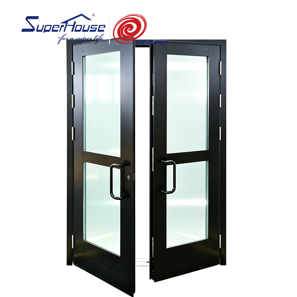 Superhouse Impact Resistant Glass Hinge Door Smart Lock Security Patio Modern Aluminium Front Entry Doors Custom Color