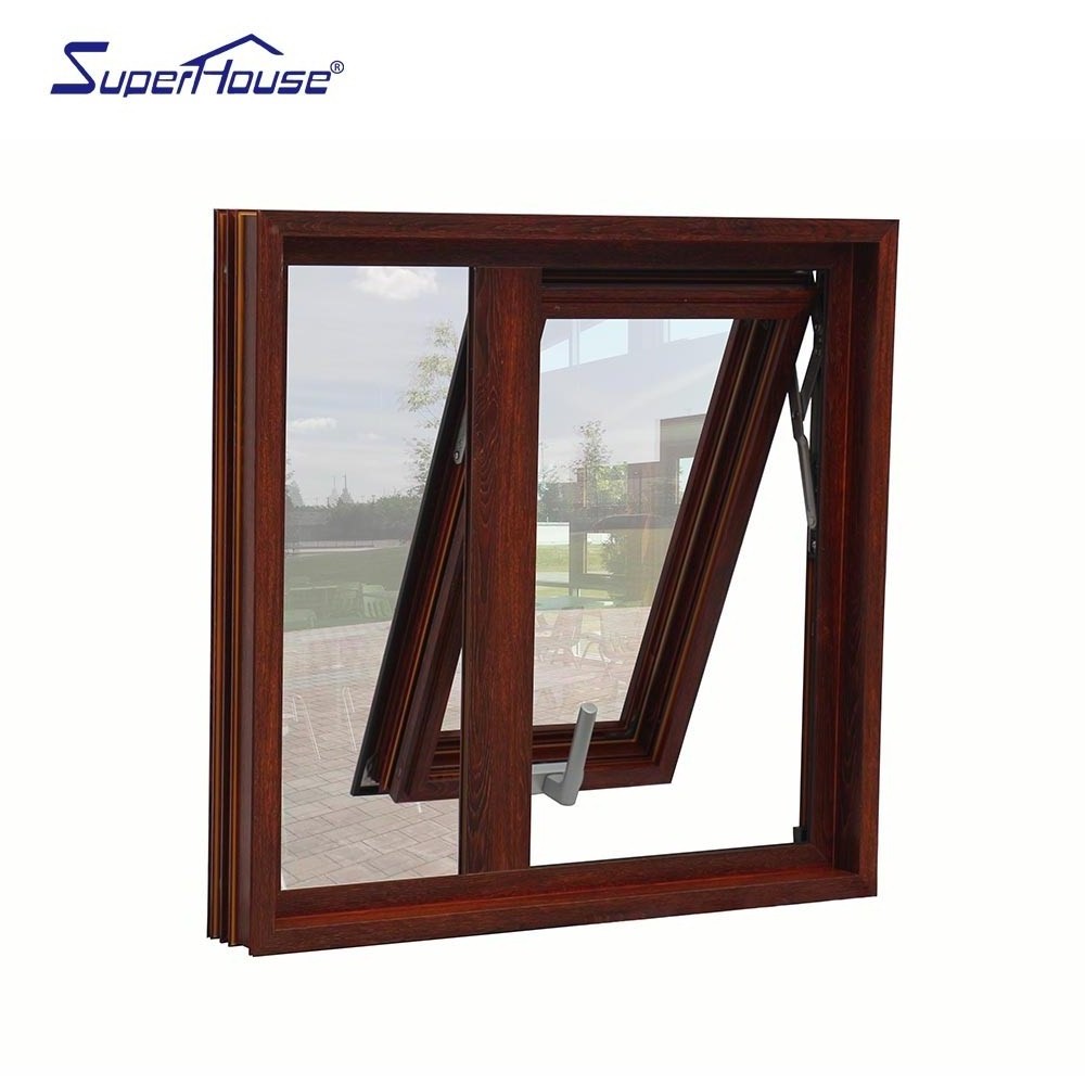 Superhouse Triple Glaze Tempered Glass Hurricane Impact Double Push Out Windows With Flyscreen Aluminum Awning Window