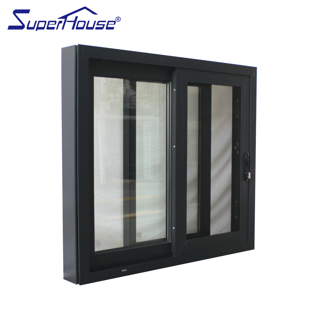 Aluminium Black Sliding Windows Horizontal Window From China With Fly Screen Mosquito Net
