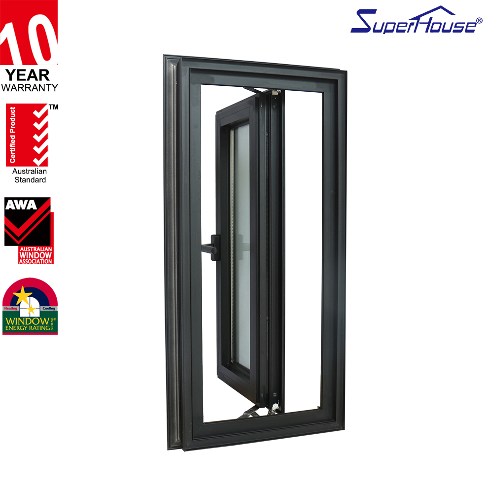 NZ Coastal Windproof Villa Windows Tilt Turn Sliding Casement Aluminum Frame 316SS Hardware