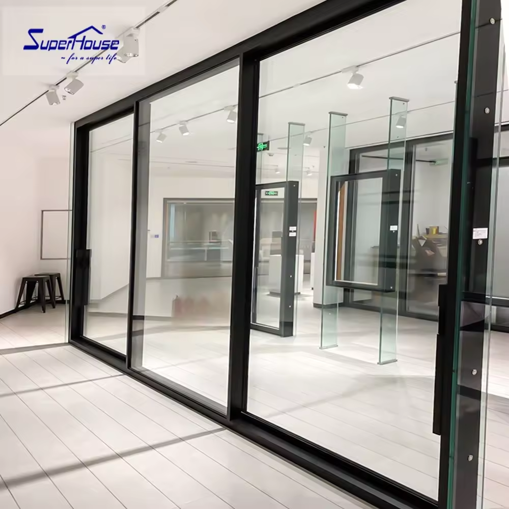 For Sliding Balcony Entry High Quality Full View Aluminum Framed Thermal Break Tempered Glass Energy-Efficient Modern