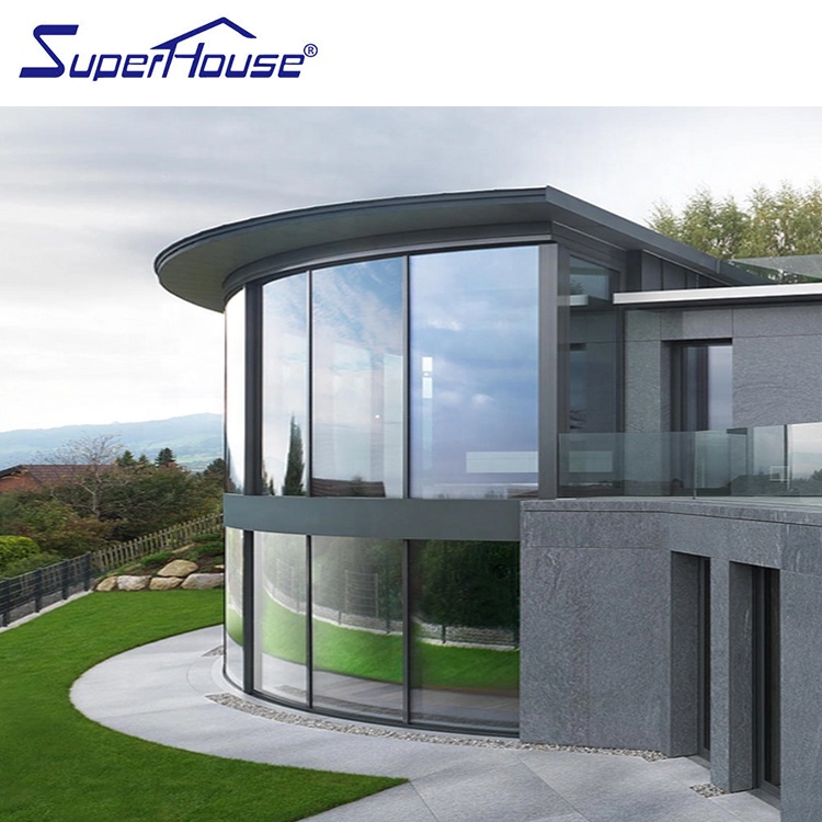 Durable Commercial Window Wall USA Standard Curved Aluminium Fixed windows Double Tempered Glass Shopfront Window Wall
