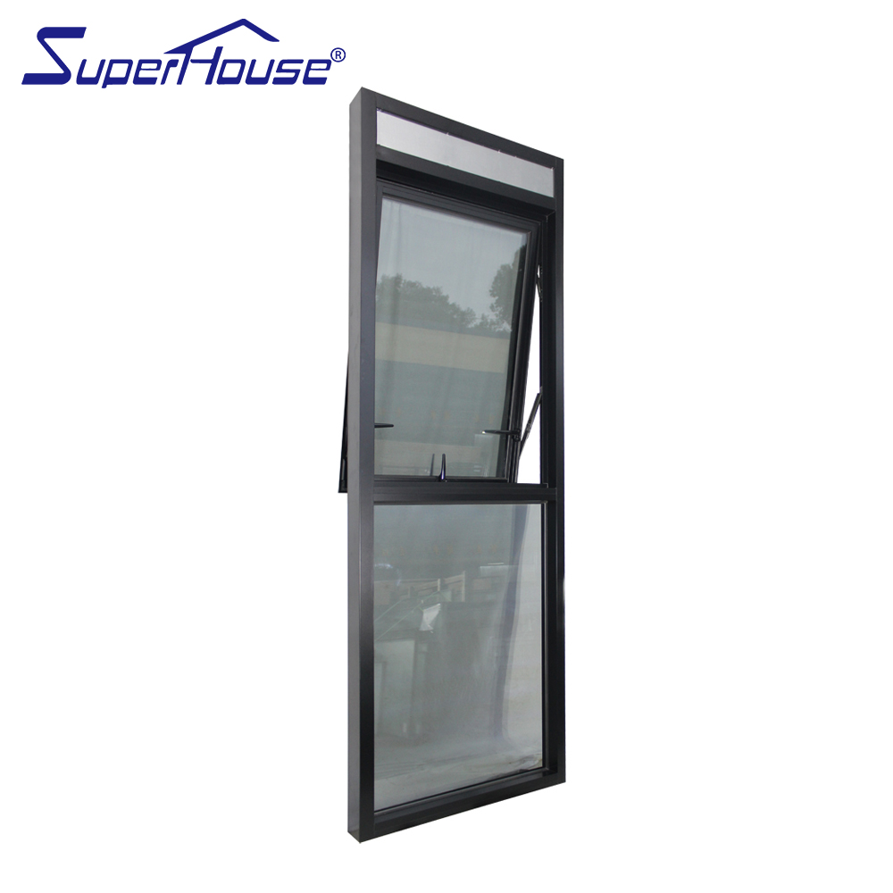Superhouse Florida Approval Hurricane Impact Resistance Miami Dade With Louvers Tempered Glass Black Aluminum Window