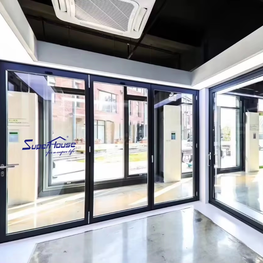 Modern Trackless Sliding Glass Door Thermal Break Aluminum Profiles Double Glazing Tempered Glass Smooth Operation Low Hotel