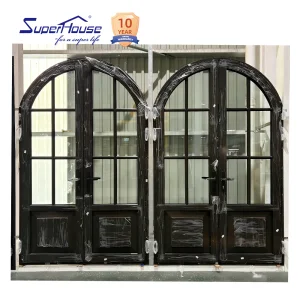 Thermal Break Curved Round Main Entry Door With French Grille Triple Layer Glass Wind & Fire Resistance Custom Finish