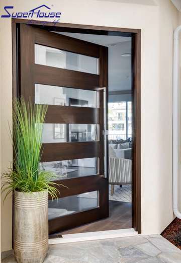 NOA NFRC Hurricane Proof Aluminum Front Entry Door Modern Villa Exterior Casement Door Windproof Waterproof Glass Door
