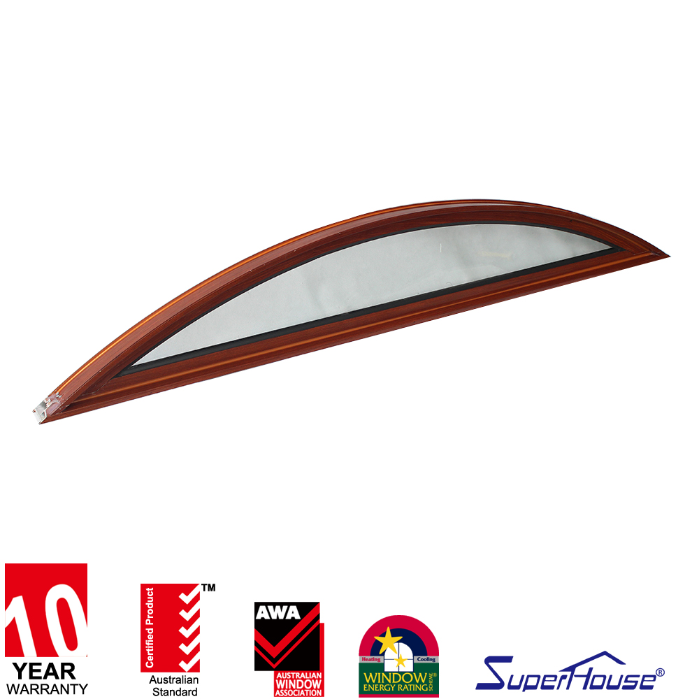 For Living Room & Bathroom Aluminum Alloy Curved Glass Fixed Window with Anti-UV Protection Curved Fixed Window