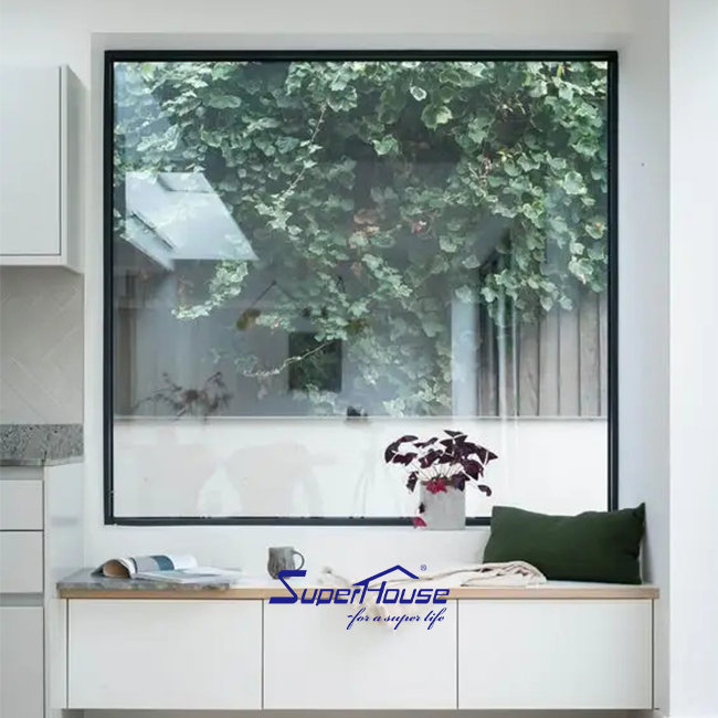 NOA Hurricane Proof Window Large Single Vision Panel Double Tempered Glass German Hardware 10 Years Warranty for Kitchen Living