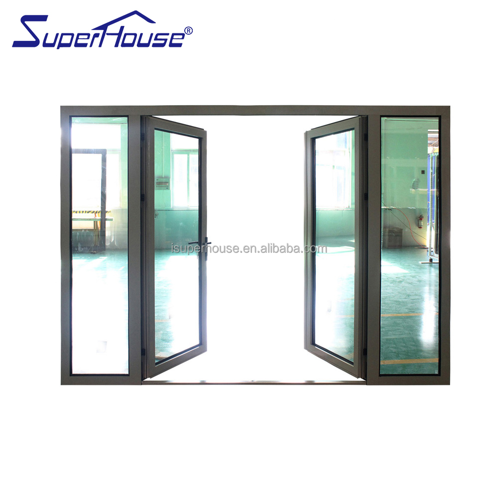 CodeMark Commercial Store Aluminum Double Hinged Door Reflective Tinted Glass Low-e Coating Privacy Protection Heat Insulation