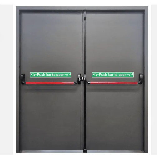 Fire Emergency Aluminum clear Tempered Glass Smart Lock 15N Power Push Panic bar Escape Door