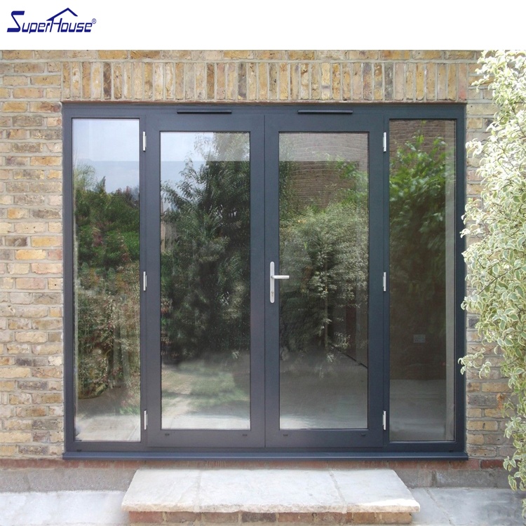 NOA Certified Wind & Hurricane Resistant Modern Aluminum Double Glazed Interior French Doors for Prefabricated Homes