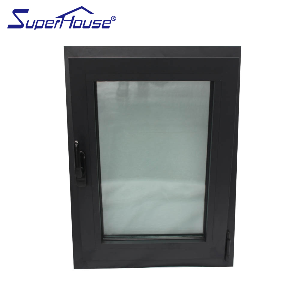 Superhouse Black Hurricane Impact Resistance with Triple Tempered Glass for Home Aluminum Tilt and Turn Window
