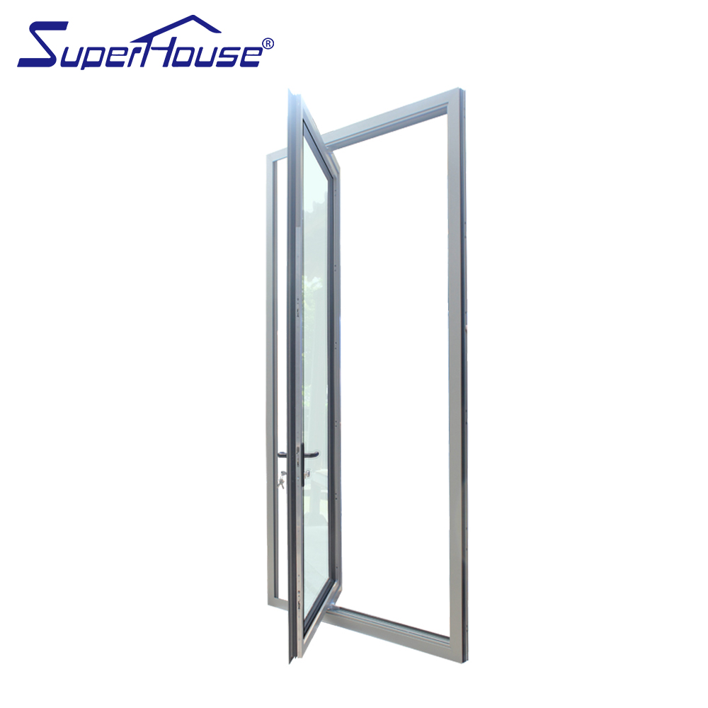 Superhouse Simple Design for Bathroom Kitchen Tempered Glass Patio Casement Swing Door White Aluminium Hinged Door