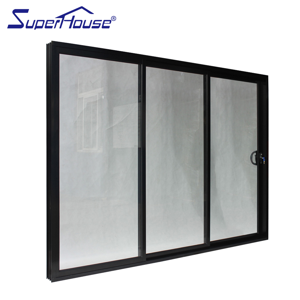 Modern Popular Design Three Panel Sliding Patio Door Commercial Wholesale Aluminum Glass Stacker Door