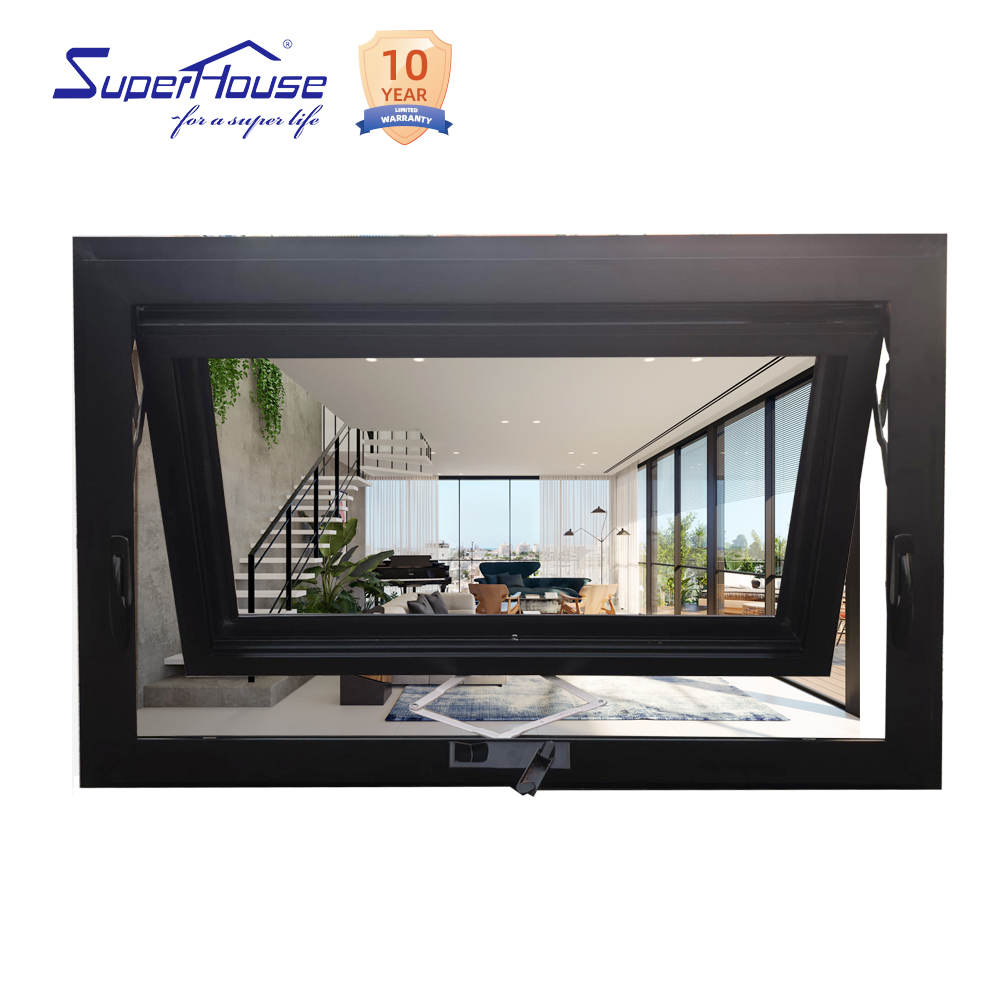 NFRC Crank Awning Window Aluminum Alloy Germany Hardware Handle Multi Point Lock Anti Burglar Heat Insulation Energy Saving