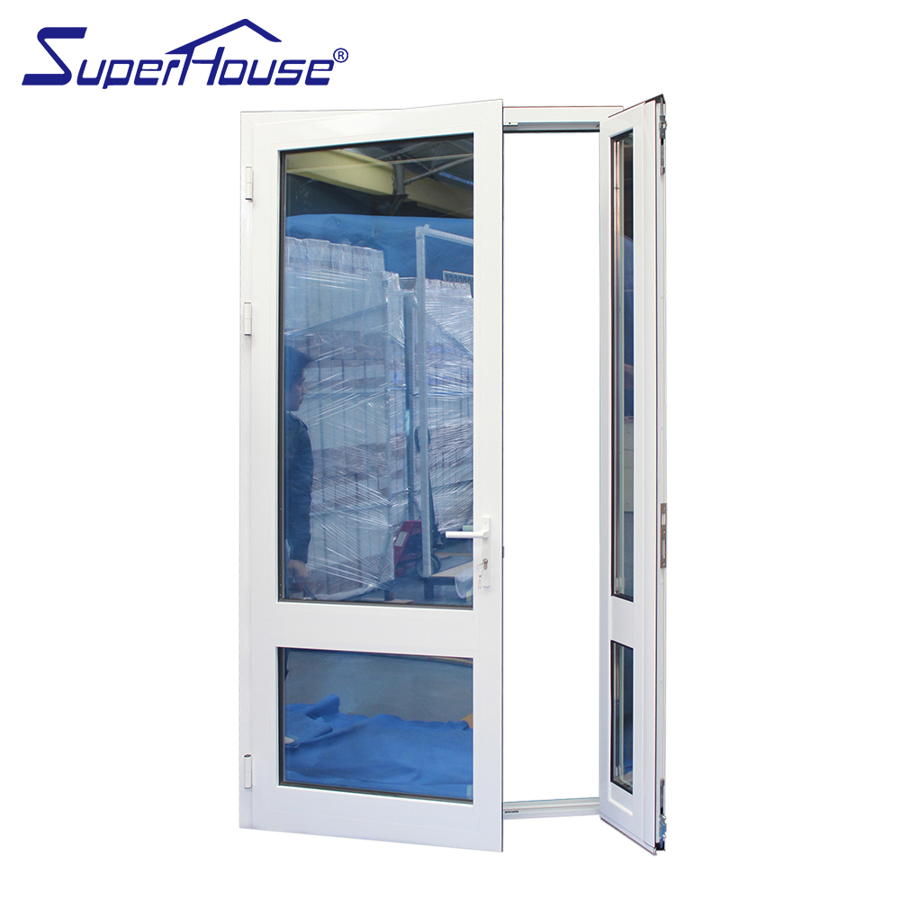 NOA Certified Wind & Hurricane Resistant Modern Aluminum Double Glazed Exterior French Doors for Prefabricated Homes