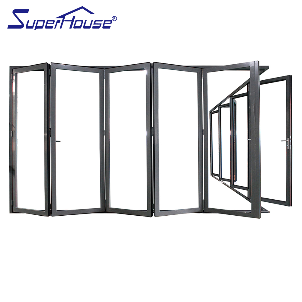 Factory Exterior Soundproof Hurricane Proof Thermal Break Bi-fold Accordion Aluminum Glass Patio Bi Folding Doors
