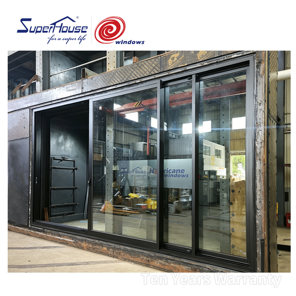 For Superhouse Modern Design Hurricane Double Glass Aluminum Sliding Door with Screen for Villas