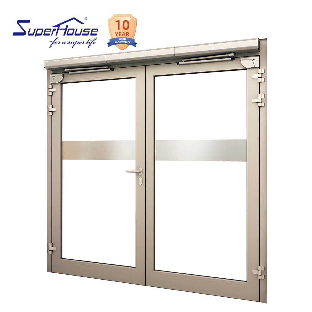 Custom Exterior Door Electric Anti-Pinch Commercial Aluminum Alloy Glass Supermarket Apartment School Mall Thermal Insulation