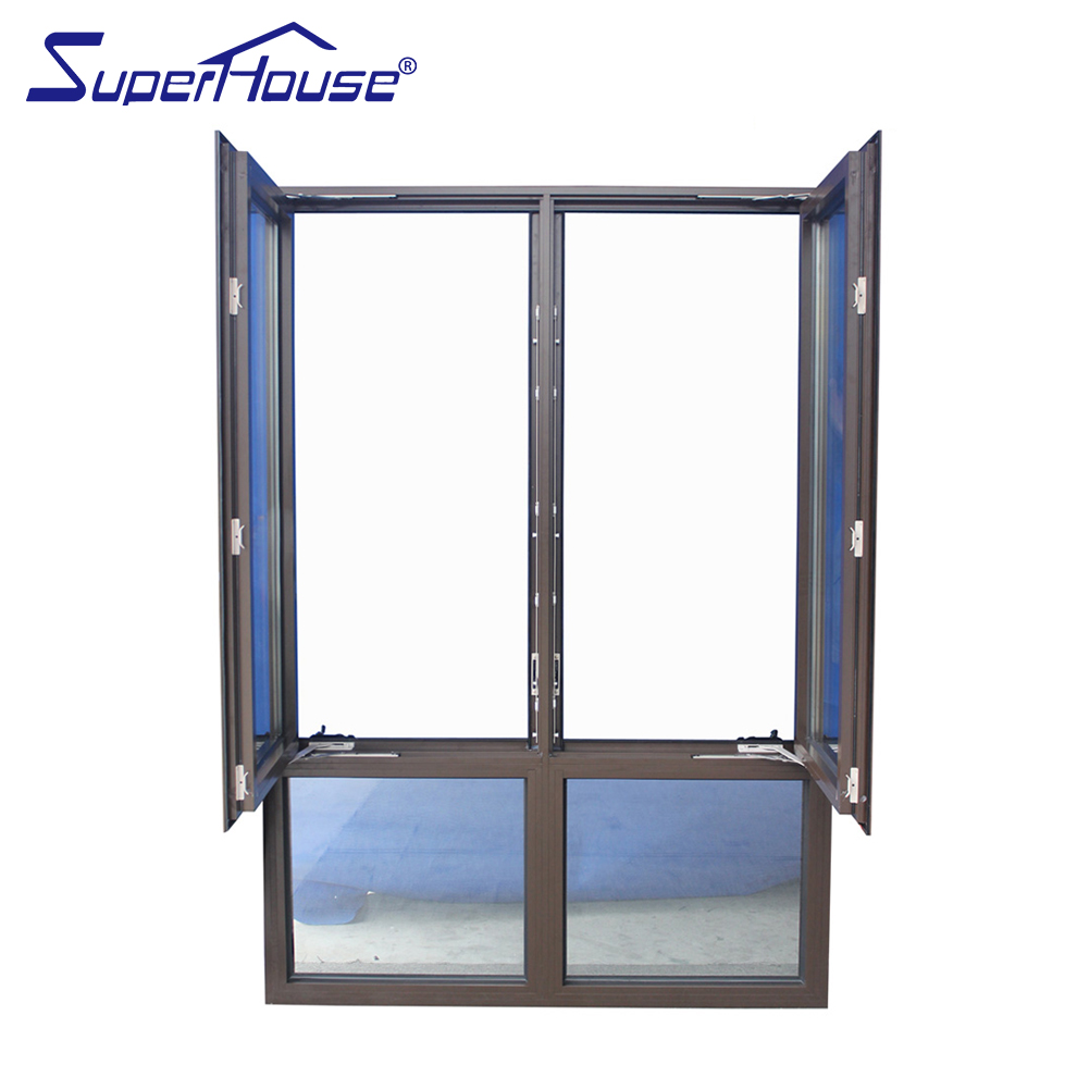 NFRC Certificated Modern Design Customized Aluminum Hurricane Impact Proof Panoramic Glass Energy Efficient Casement Window