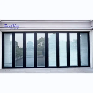 Accordion Doors Exterior Aluminum Glass Built-in Shutter Customized Bifold Doors Patio Bi Folding Door Waterproof Graphic Design