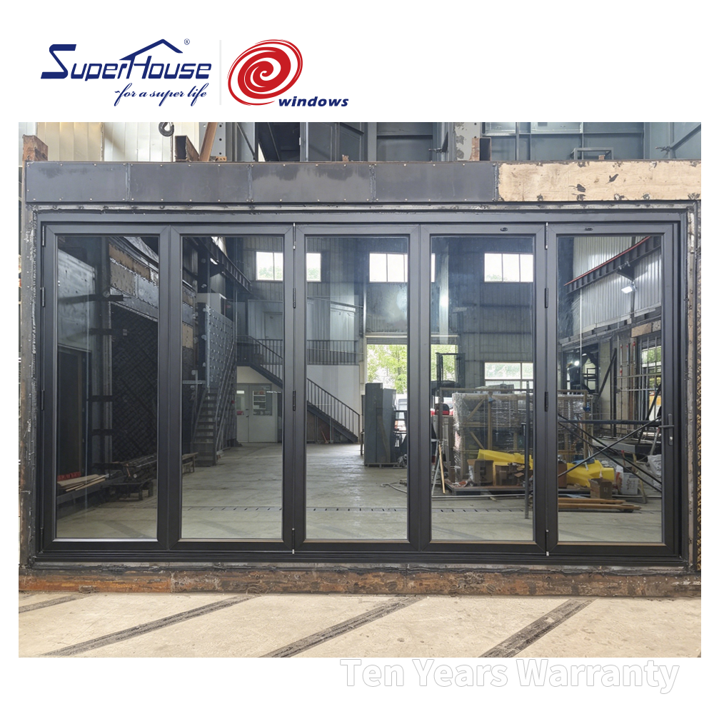 Superhosue Bulletproof Double Glazing Exterior Accordion Doors with Locks