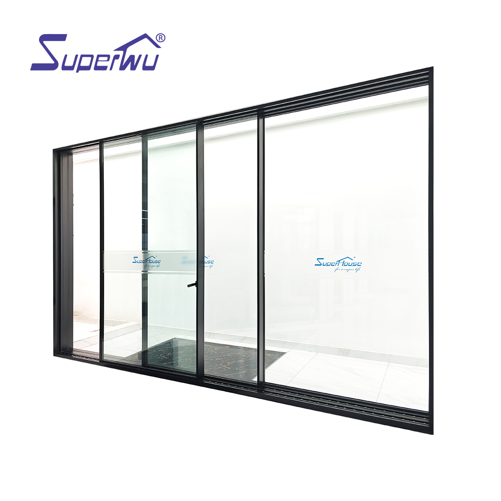 Superhouse Residential House Commercial Heavy Duty Thermal Break Automatic Sliding Door Aluminum Patio Tempered Glass Door