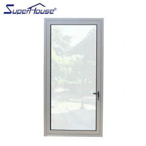 Superhouse Simple Design for Bathroom Kitchen Tempered Glass Patio Casement Swing Door White Aluminium Hinged Door