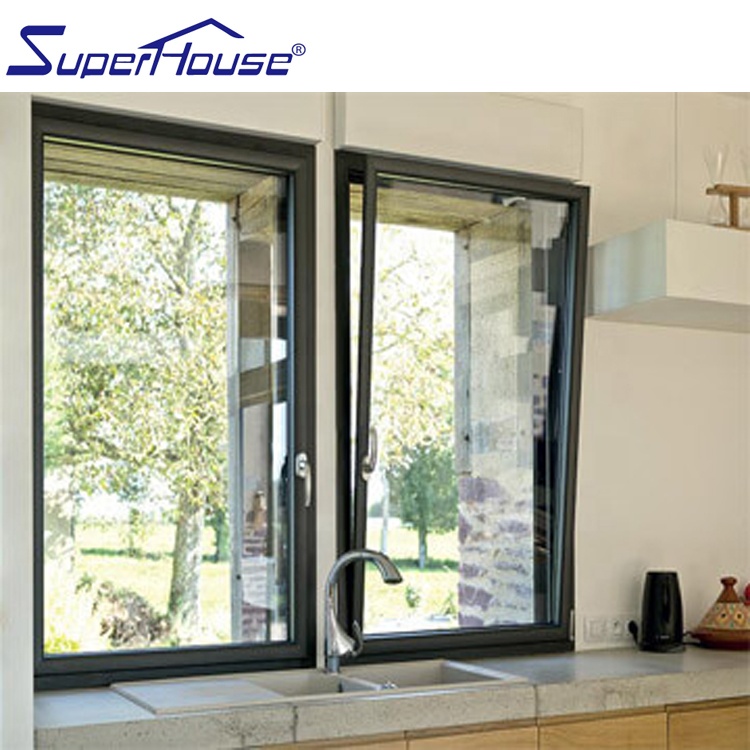AAMA Aluminum Tilt&Turn Window Low-E Ultra Clear Glass AntiUV Custom Color High Light Transmission for Apartment Kitchen Project