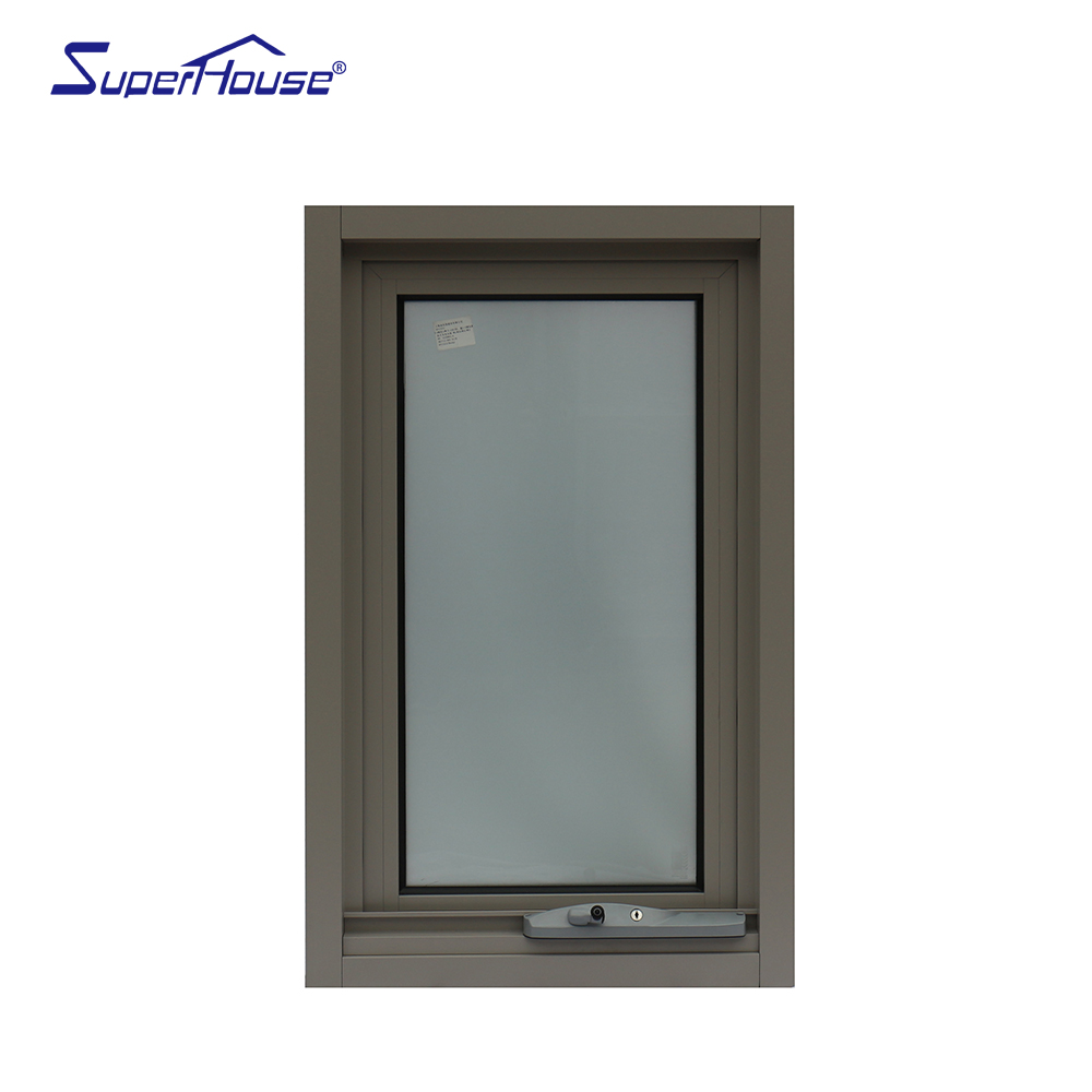 Superhouse Residential Projects Rainproof Double Glazed Tempered Glass Soundproof Aluminum Frame Awning Window