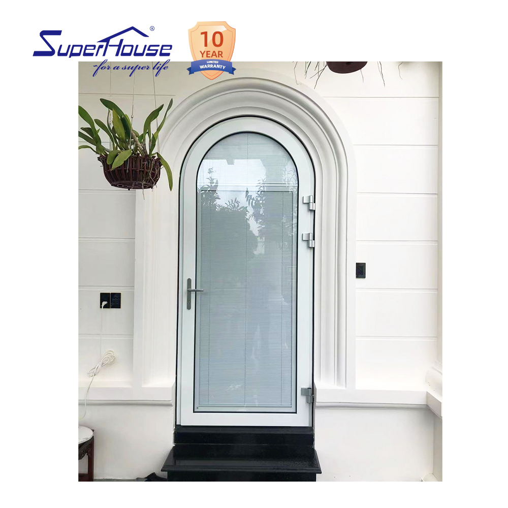 Thermal Break Aluminum French Patio Entry Door,Tempered Double Glass Sound Insulation Custom Curved Arched Front Door
