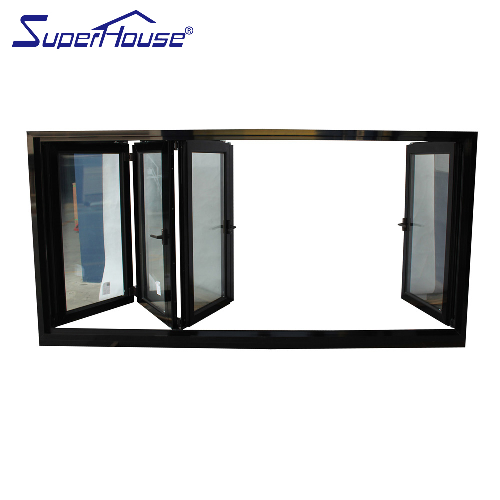 Factory Wholesale Luxury Full Glass Aluminum Alloy  Folding Window Custom Size for Patio Exterior