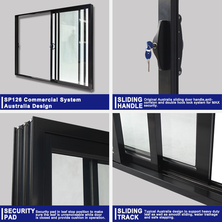 Superhouse High Quality Hurricane Impact Sliding Door With Large Glass Panels Windproof 10 Years Warranty  Backyard Entry Door