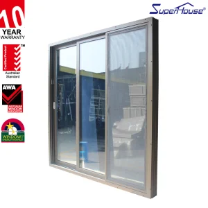 Superhouse Customized Aluminium Garden Sliding Door Double Tempered Glass Windows and Doors with Rail Sliding Door