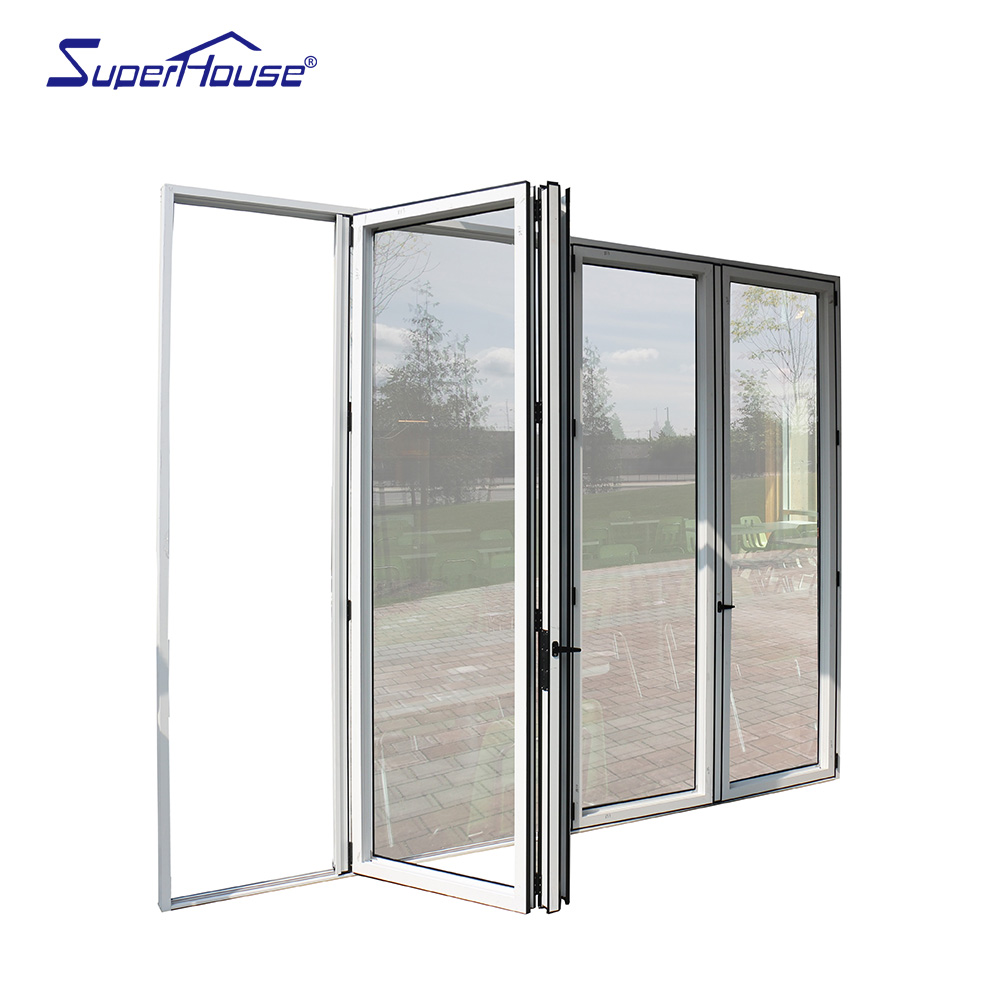 Superhouse Modern Double Glass Stylish Waterproof Smooth for Commercial Entrance Patio Exterior Use Aluminium Folding Door