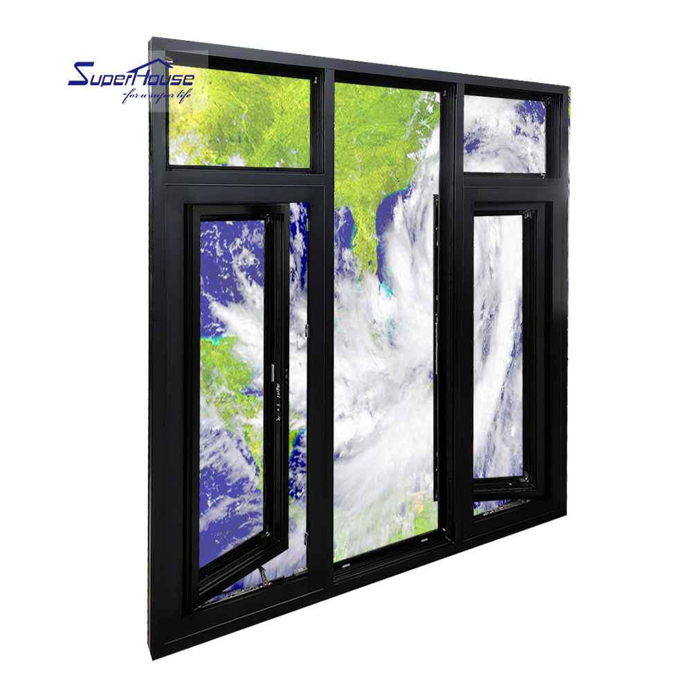 Superhouse Outswing Garden Exterior Hurricane Proof Low-E Glass Casement windows with Screens for Villa Residential House