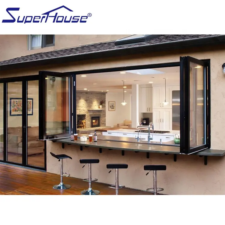 Bulletproof Coffee Commercial Window Hurricane Impact Windows Aluminium Tempered Glass Door Bi Folding Foldable Modern Windproof
