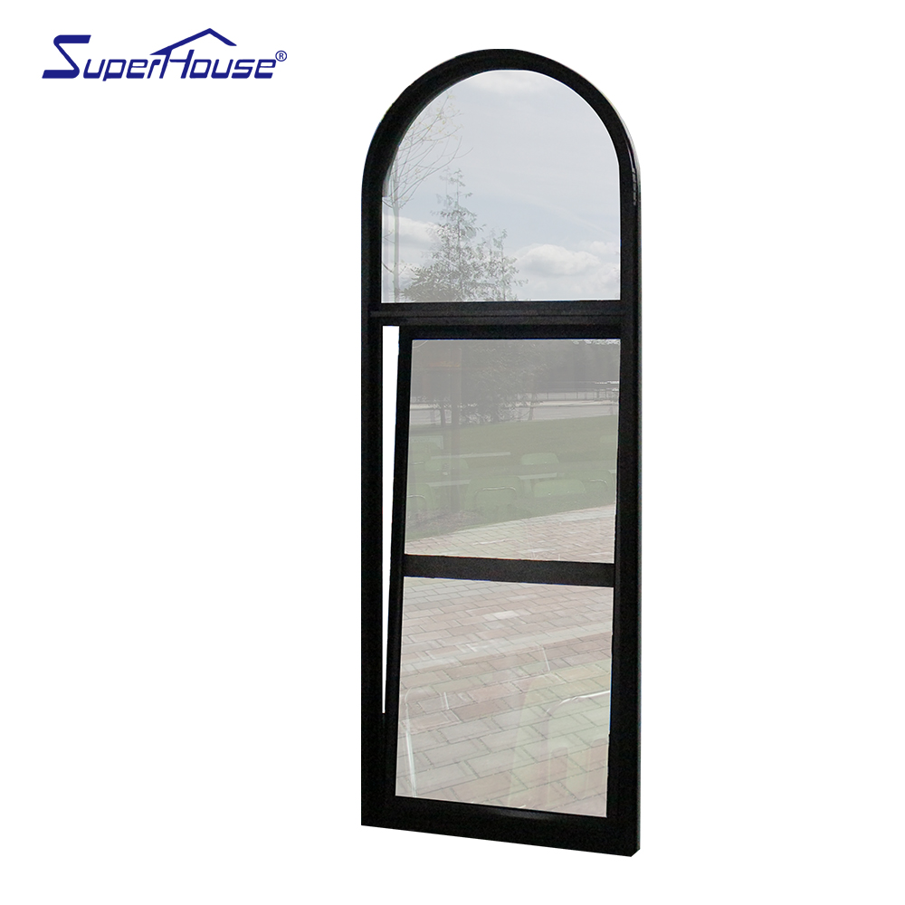 Superhouse New Design Top Arch Casement Aluminium Profile Tilt Turn Windows High Security Impact Glass Double Glazing
