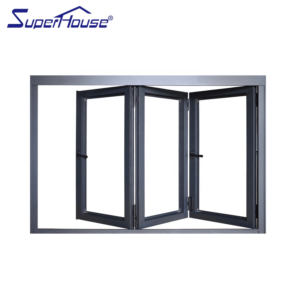 Commercial Restaurant Aluminum Folding Window Double Glazed Thermal Insulation Sound Proof Folding Insect Screen for Store Front
