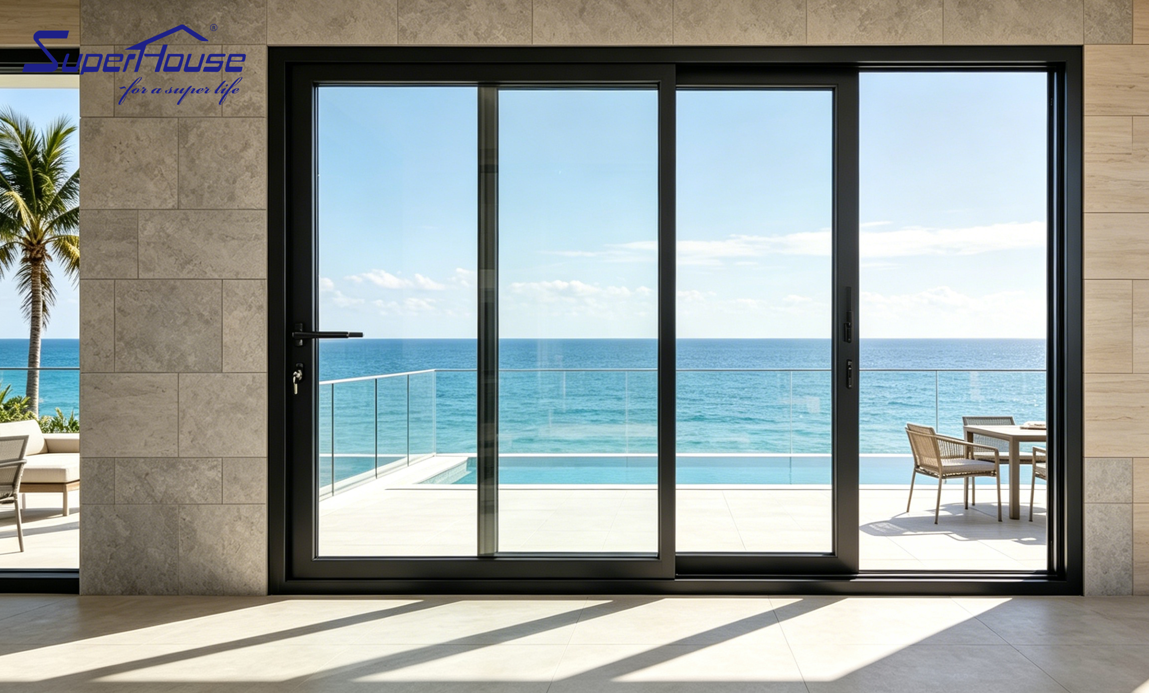 USA Miami Coastal Hotel Project Use NOA Sliding Door with Multi Tracks Big View Weather Insulted Impact Door for FL