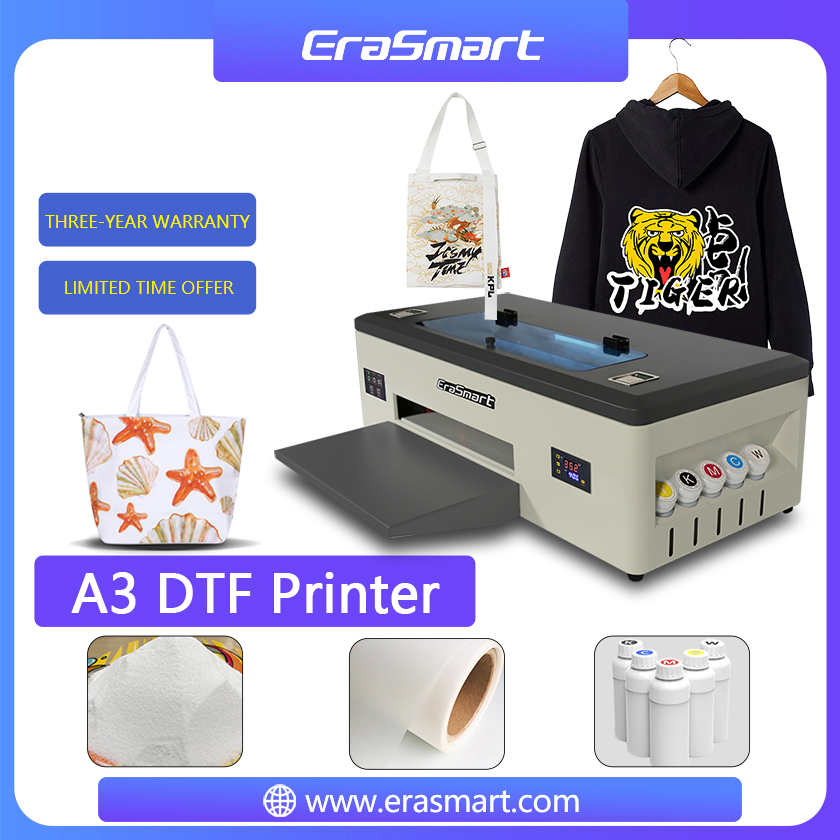 Erasmart Easy to Operate L1800 1390 Head A3 Dtf Printer Digital Holographic T-Shirt Printing Machine