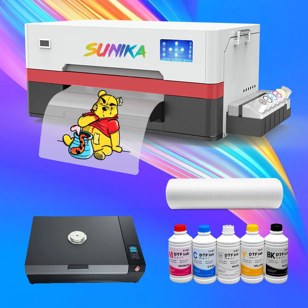 Sunika Leading Manufacturer Long Service Life Automatic 300mm Shaking Inkjet Printer Dtf Printing Machine with Oven for T Shirt Clothing