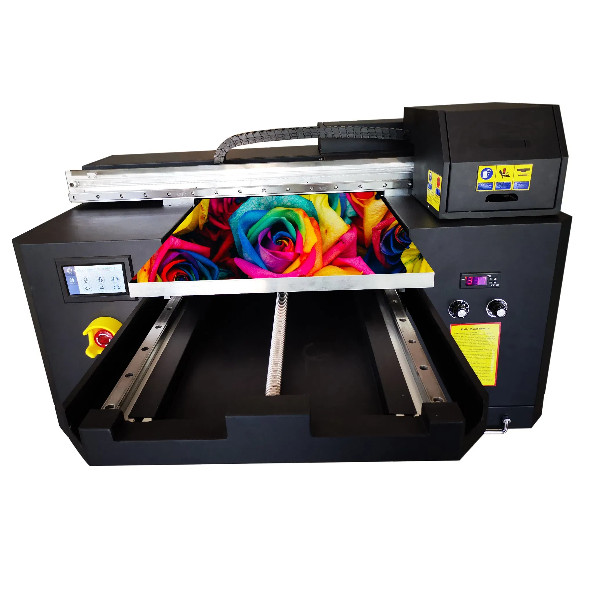 A2 3 Printheads Desktop UV Flatbed Printer with Varnish White and Color