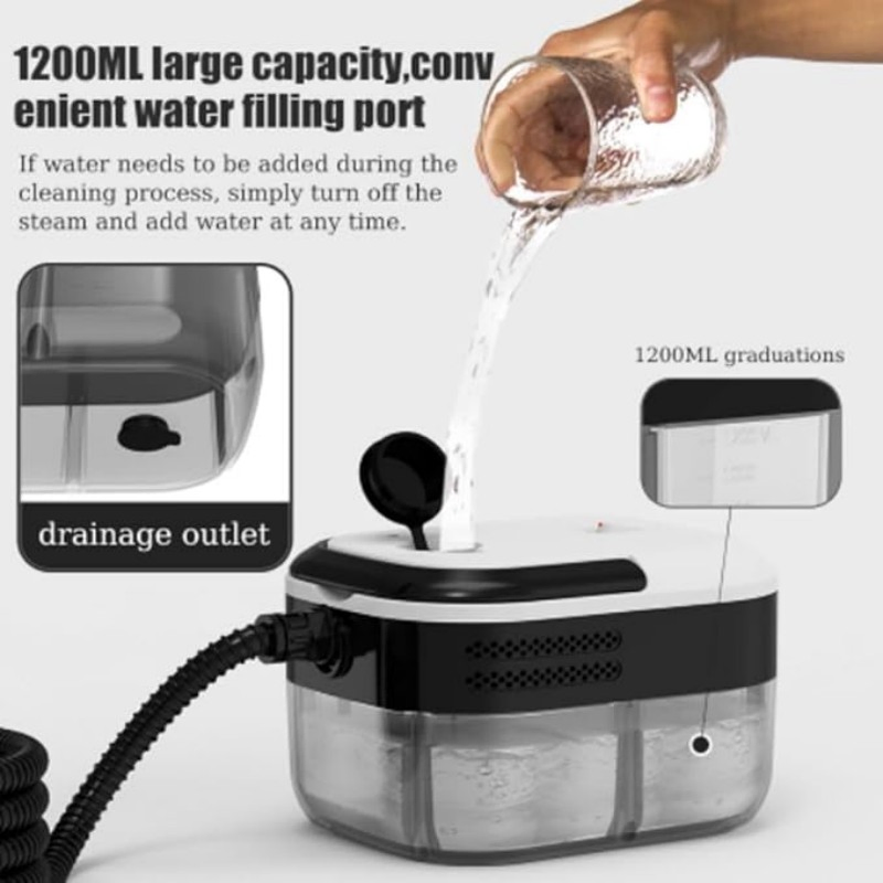 Lightweight Electric Steam Cleaner for Cars Household Outdoor-for Hardwood Tiles Upholstery Carpet