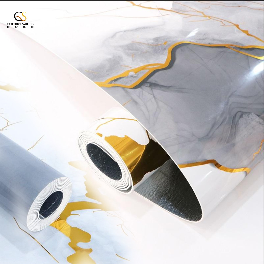 3D Hot-Stamping Marble Foil Film for Stylish Interiors Foam Wall Tile Sticker