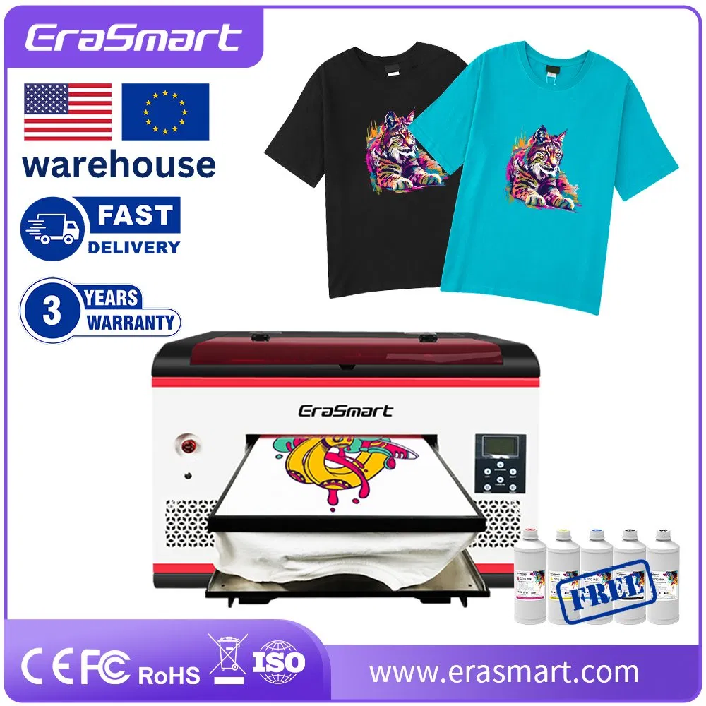 Erasmart 6 Colors A3 A4 Size UV LED Flatbed Printer for Selling, The Cheapest UV Printer on Sale for Ceramic Tile, Acrylic, ID Card, PVC