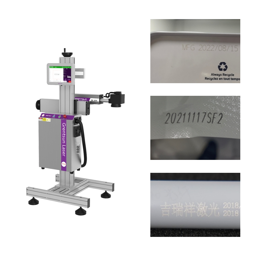 Grentsun 30W 50W Fiber Laser Inkjet Printer Date Printing Barcode Batch Coding Machine for Food Chemical Conveyor Belt