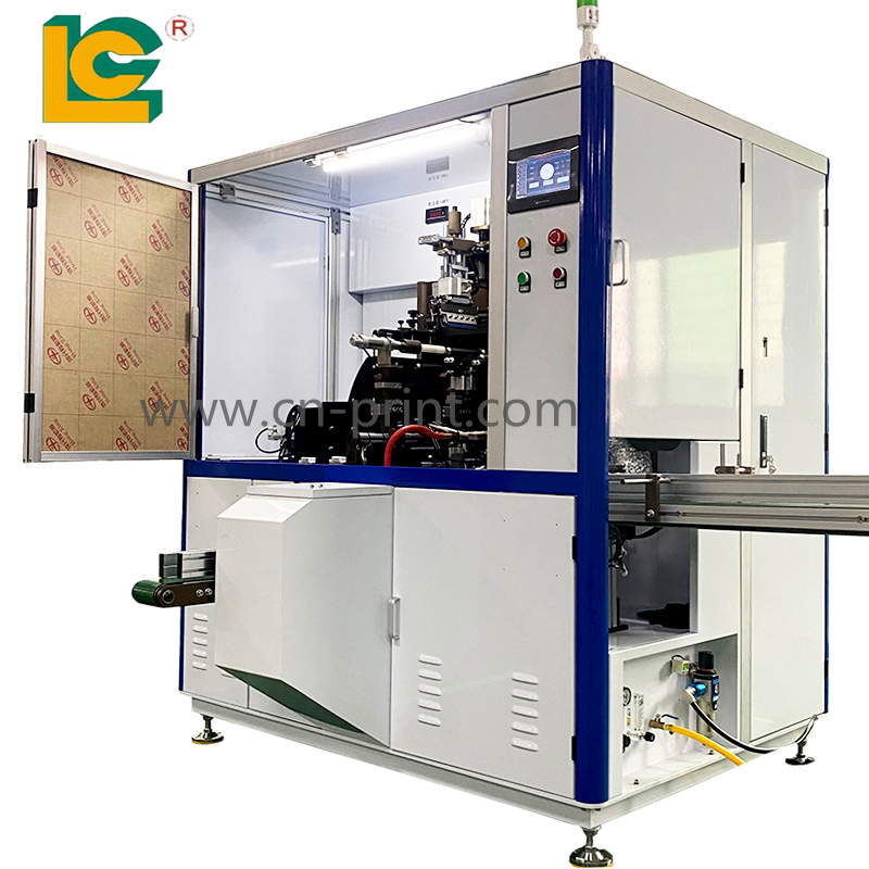 Fully Automatic Multi Color PLC Controlled Silk Screen Printer for Cosmetic Tubes Cylindrical Lip Gloss Printer