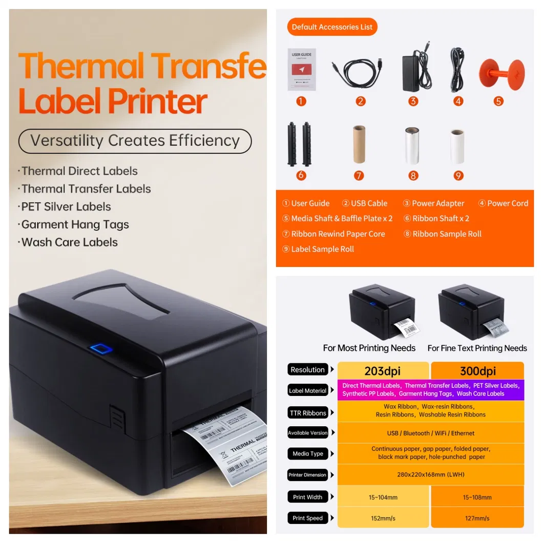 Desktop Thermal Transfer Label Printer